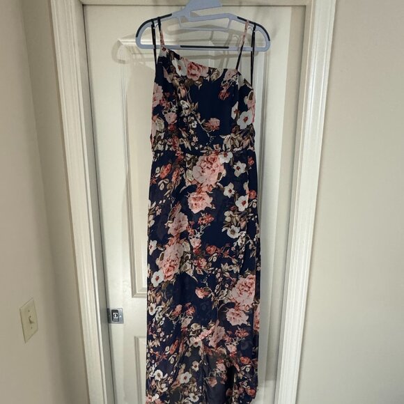 LULUS Reflection Navy Blue Floral Print High-low Dress - Picture 5 of 9